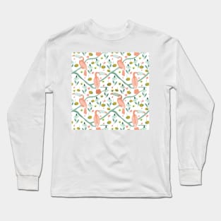 Bird Flower Animal Pattern Long Sleeve T-Shirt